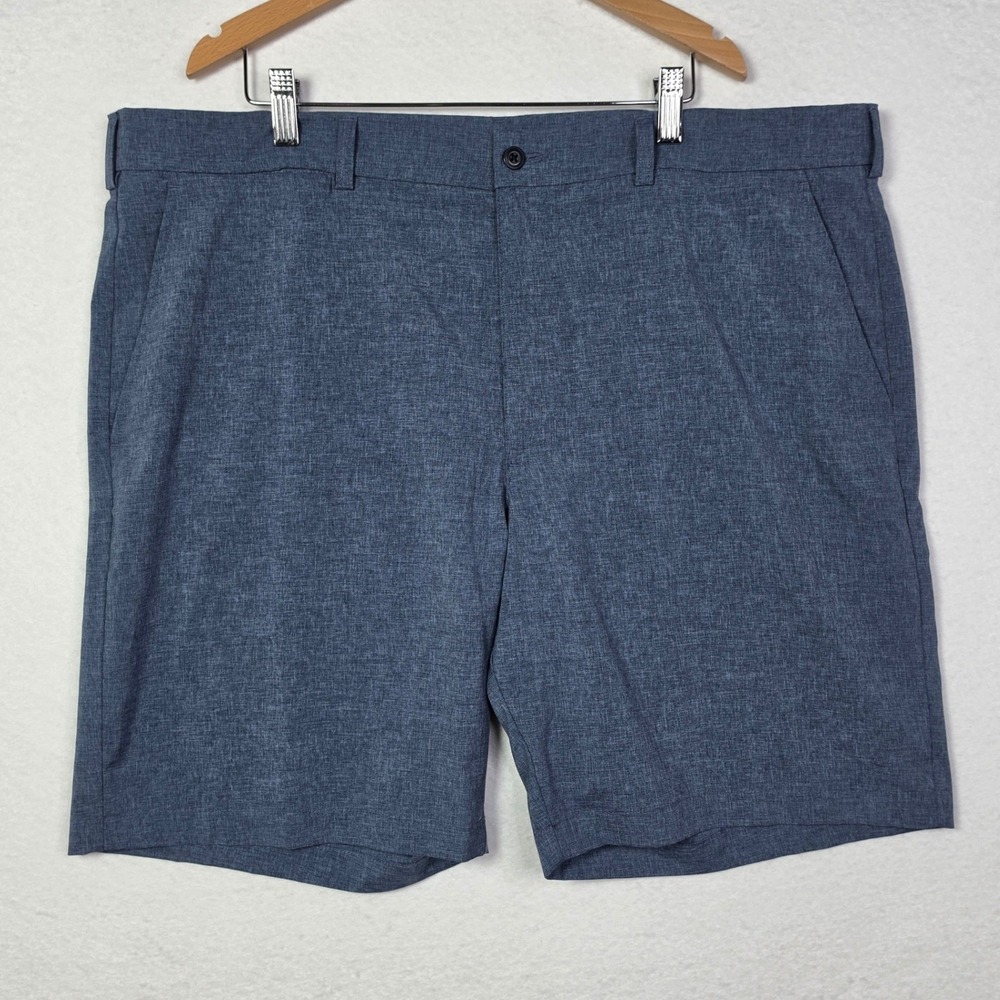 Ben Hogan Mens Golf Shorts 40 Blue Stretch Flat Front Heathered Performance